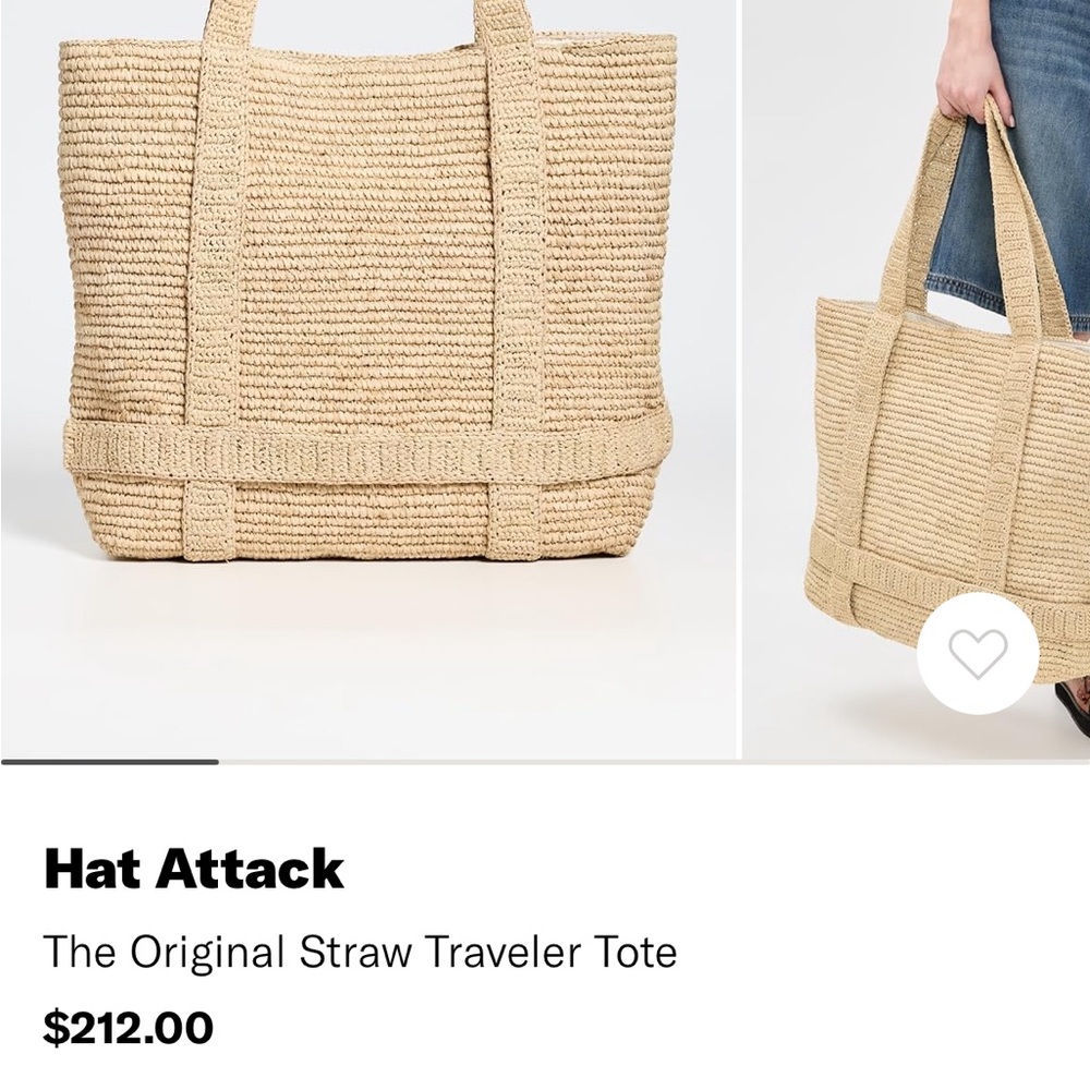 Hat Attack Natural Straw Tote in Beige/Navy; never used. - Picture 2 of 6